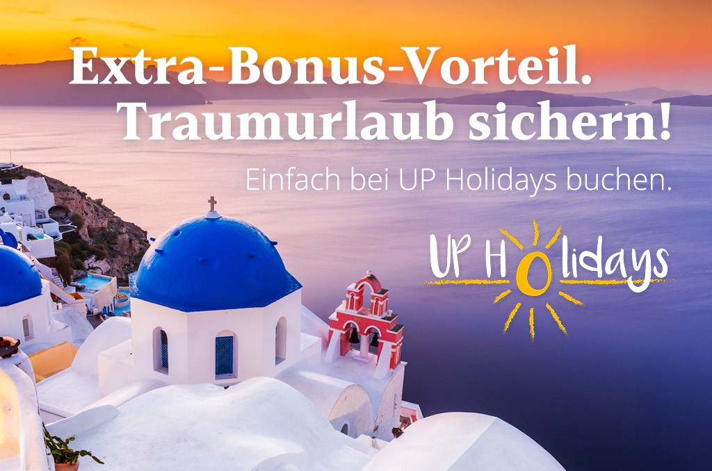 Santorin, Werbung für UP-Holidays
